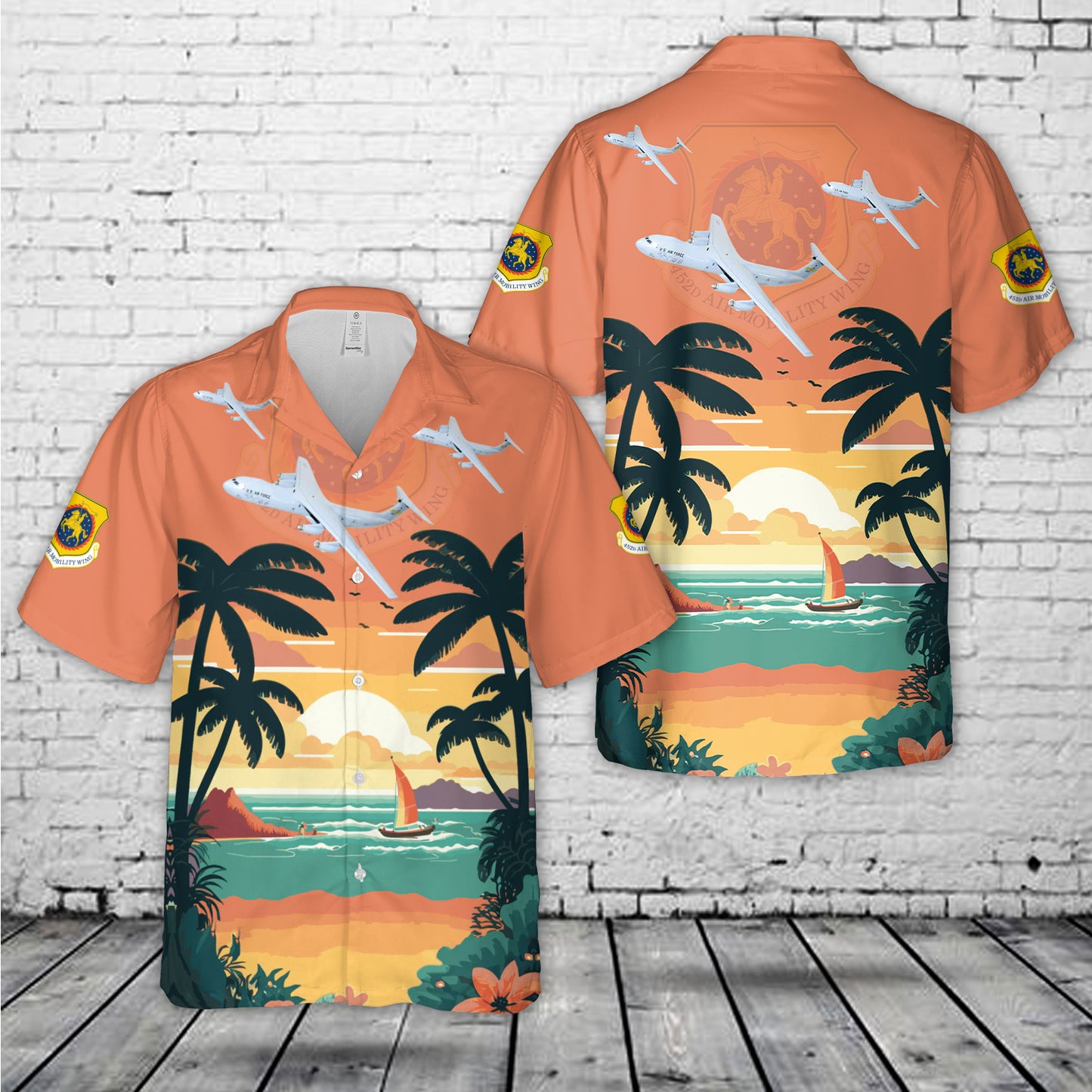 US Air Force 452d Air Mobility Wing Lockheed Martin C-141 Starlifter Hawaiian Shirt