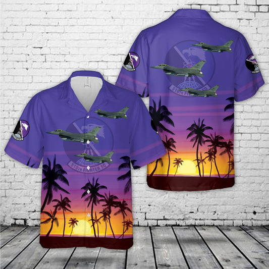 US Air Force 510th Fighter Squadron F-16C Hawaiian Shirt