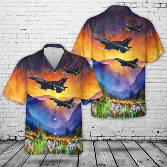 US Air Force 64th Aggressor Squadron Wraith F-16 Falcon Hawaiian Shirt