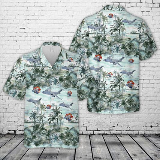US Air Force 728th Airlift Squadron Flying Knights Boeing C-17 Globemaster III Hawaiian Shirt