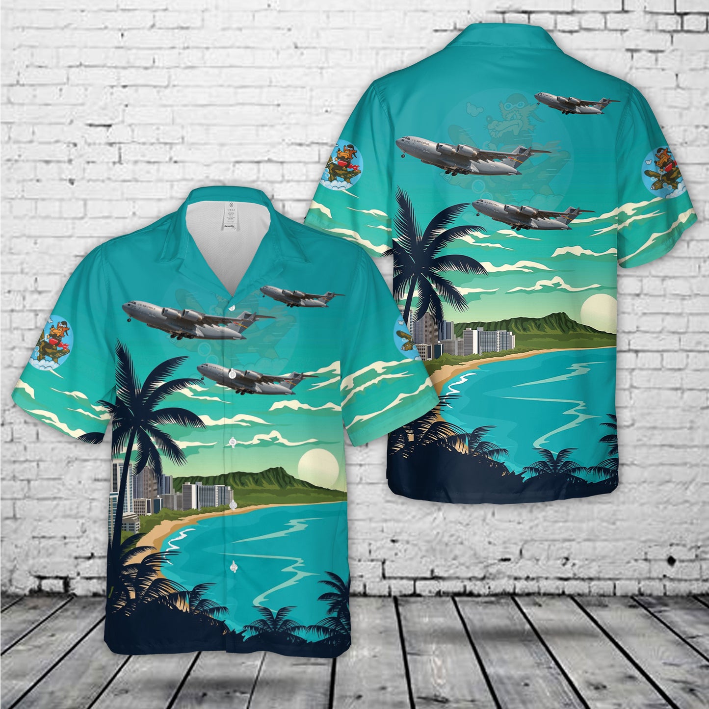 US Air Force 729th Airlift Squadron Boeing C-17 Globemaster III Hawaiian Shirt