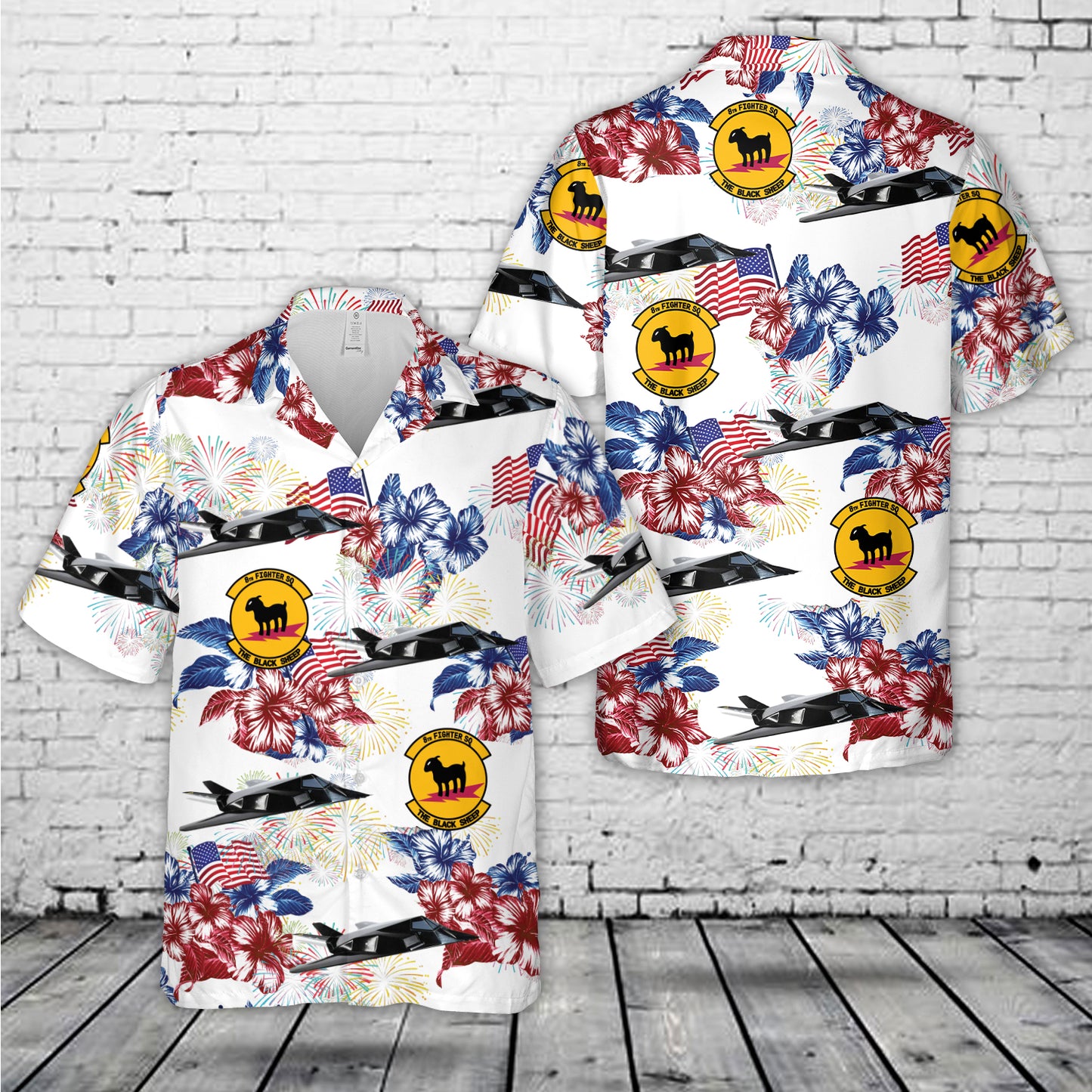 US Air Force 8th Tactical Fighter Squadron F-117A, 4th Of July Hawaiian Shirt
