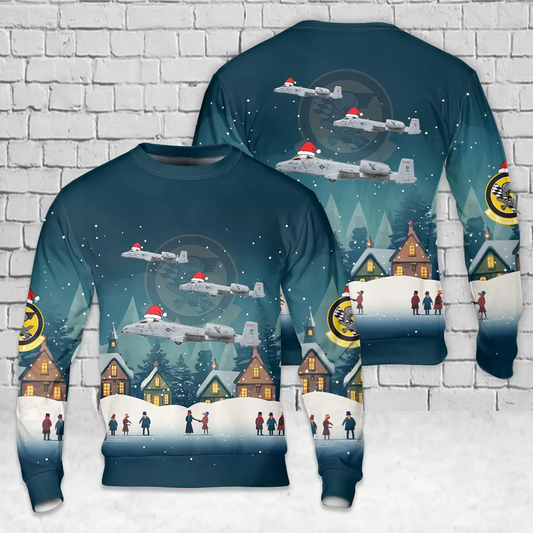 US Air Force A-10C Thunderbolt II 124th FW, 190th FS Skullbangers, ID/79-0194, Gowen Field ANGB, ID - 2018 AOP Christmas Sweater