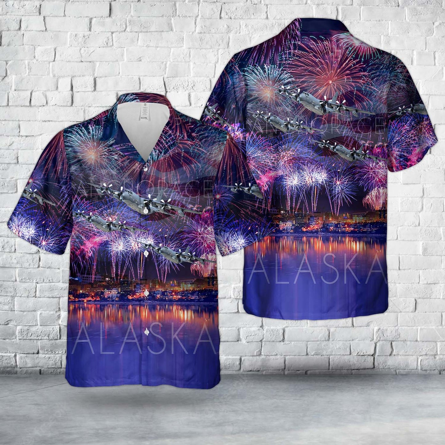 US Air Force Alaska Air National Guard 211th Rescue Squadron (211th RQS) HC-130N Hercules, 4th Of July Hawaiian Shirt