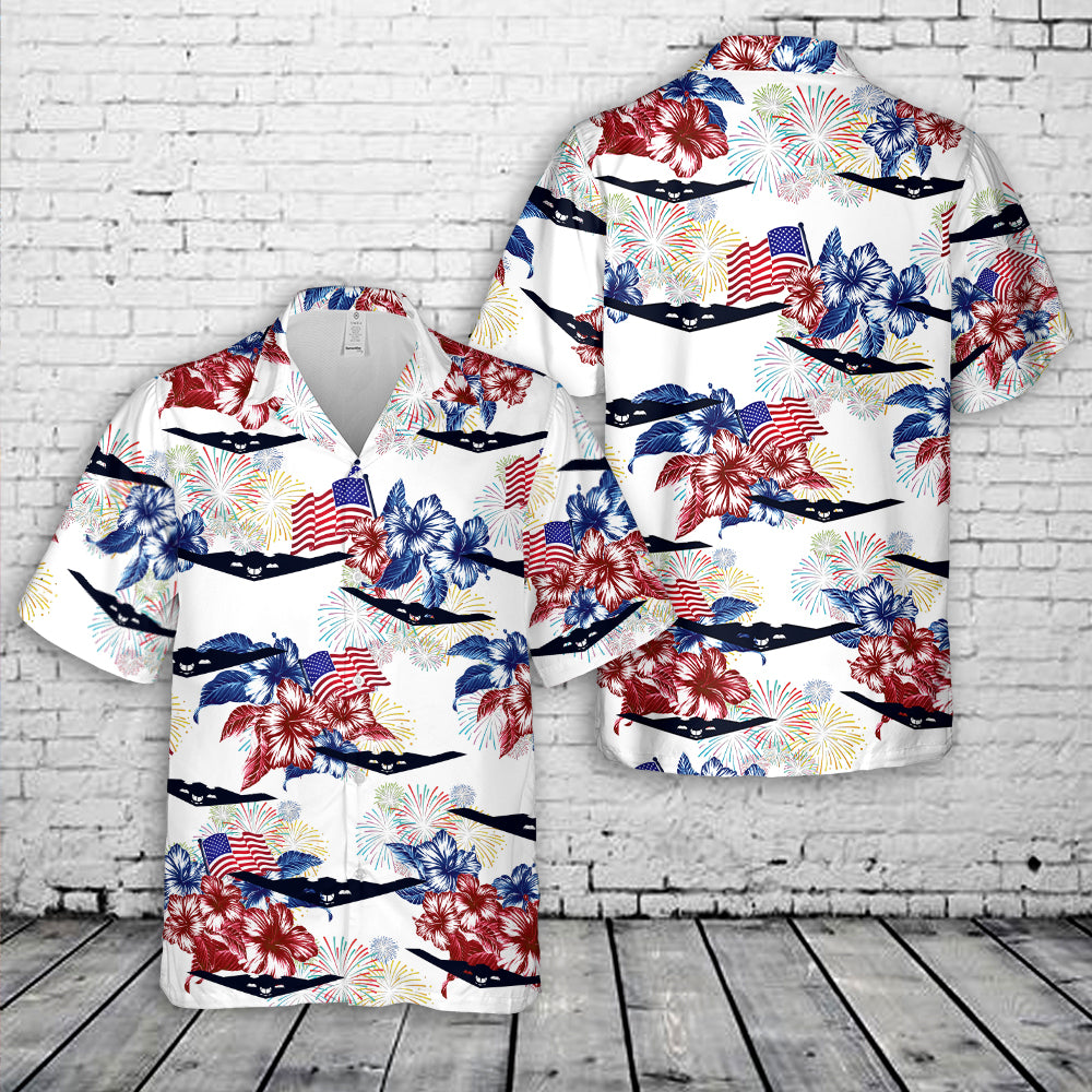 US Air Force B-2 Spirit Aircraft Silhouettes Hawaiian Shirt
