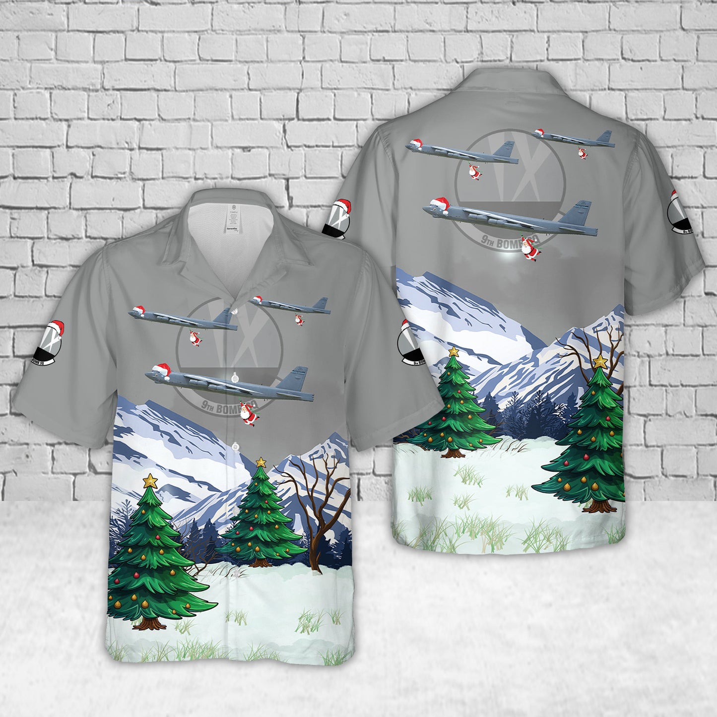 US Air Force B-52H Stratofortress 7th BW, 9th BS, 60-0009. Carswell AFB, TX - 2009 Christmas Hawaiian Shirt
