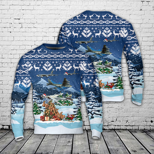 US Air Force B-52 G Stratofortress Bomber airplane Christmas AOP Sweater