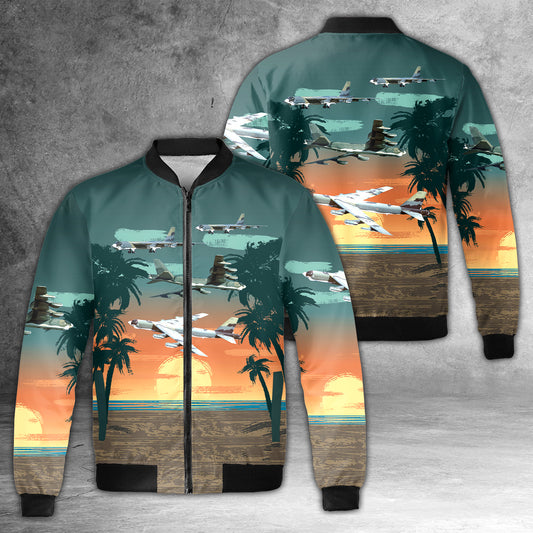 US Air Force B-52 G Stratofortress Bomber airplane AOP Fleece Bomber Jacket