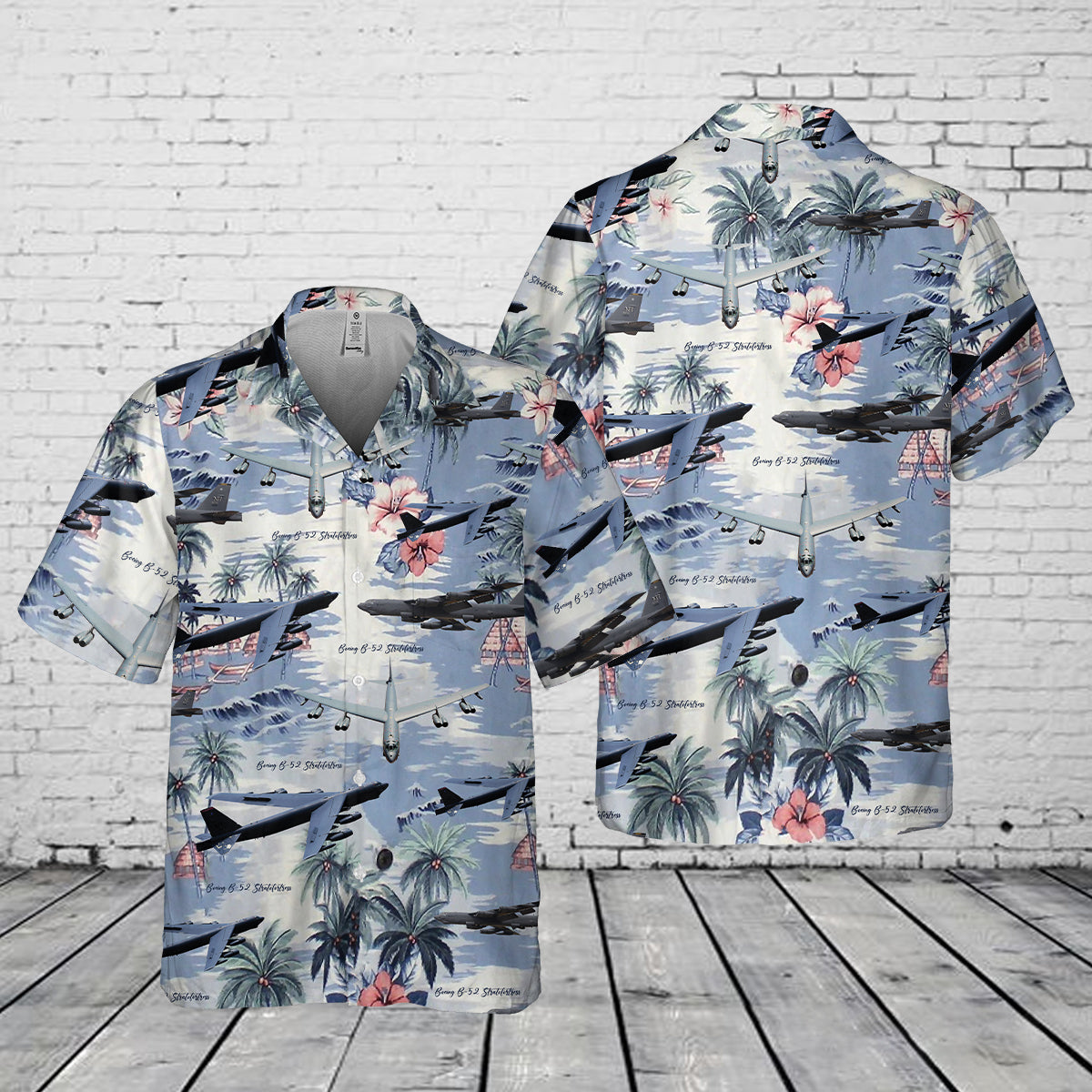 US Air Force Boeing B-52 Stratofortress Pocket Hawaiian Shirt
