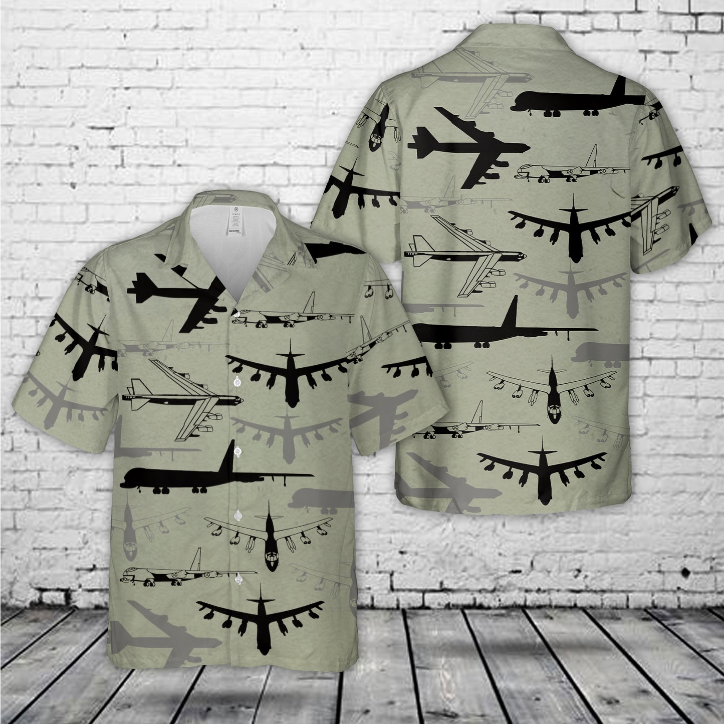 US Air Force Boeing B-52 Stratofortress Silhouette Hawaiian Shirt