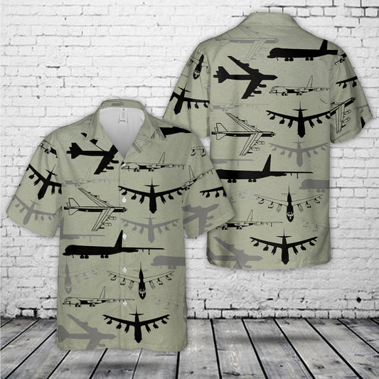 US Air Force Boeing B-52 Stratofortress Silhouette Hawaiian Shirt