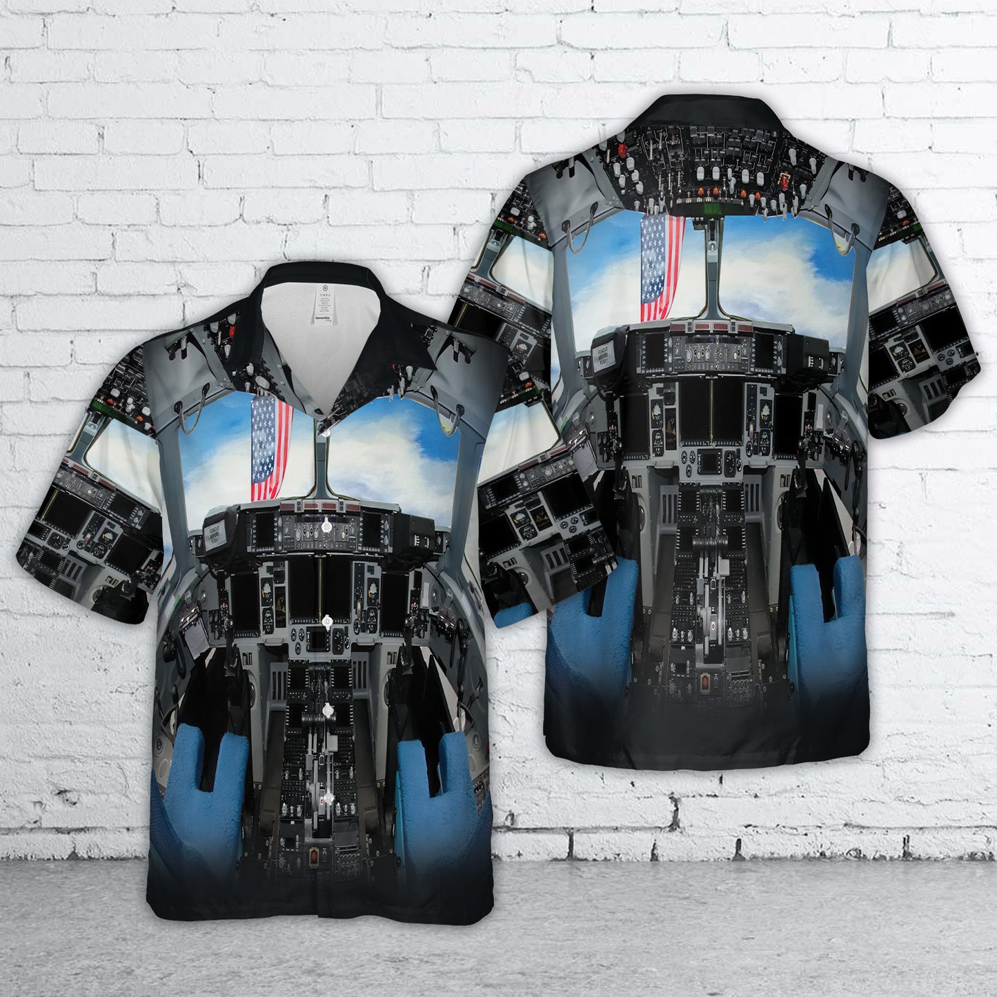 US Air Force Boeing C-17A Globemaster III Cockpit Hawaiian Shirt