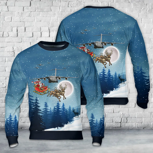 US Air Force Boeing C-17 Globemaster III AOP Christmas Sweater