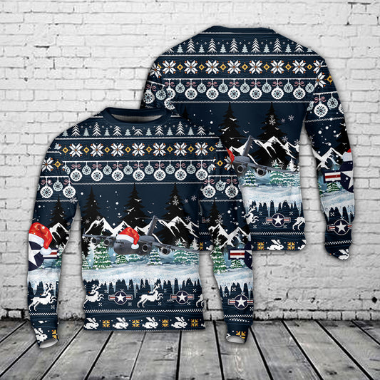 US Air Force Boeing C-17 Globemaster III Christmas AOP Sweater