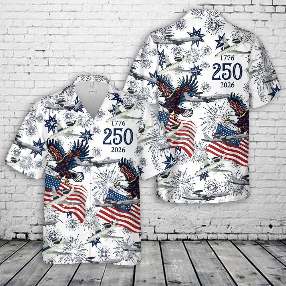 US Air Force Boeing E-3 SentryUSA 250th Anniversary  1776-2026 Patriotic Hawaiian Shirt