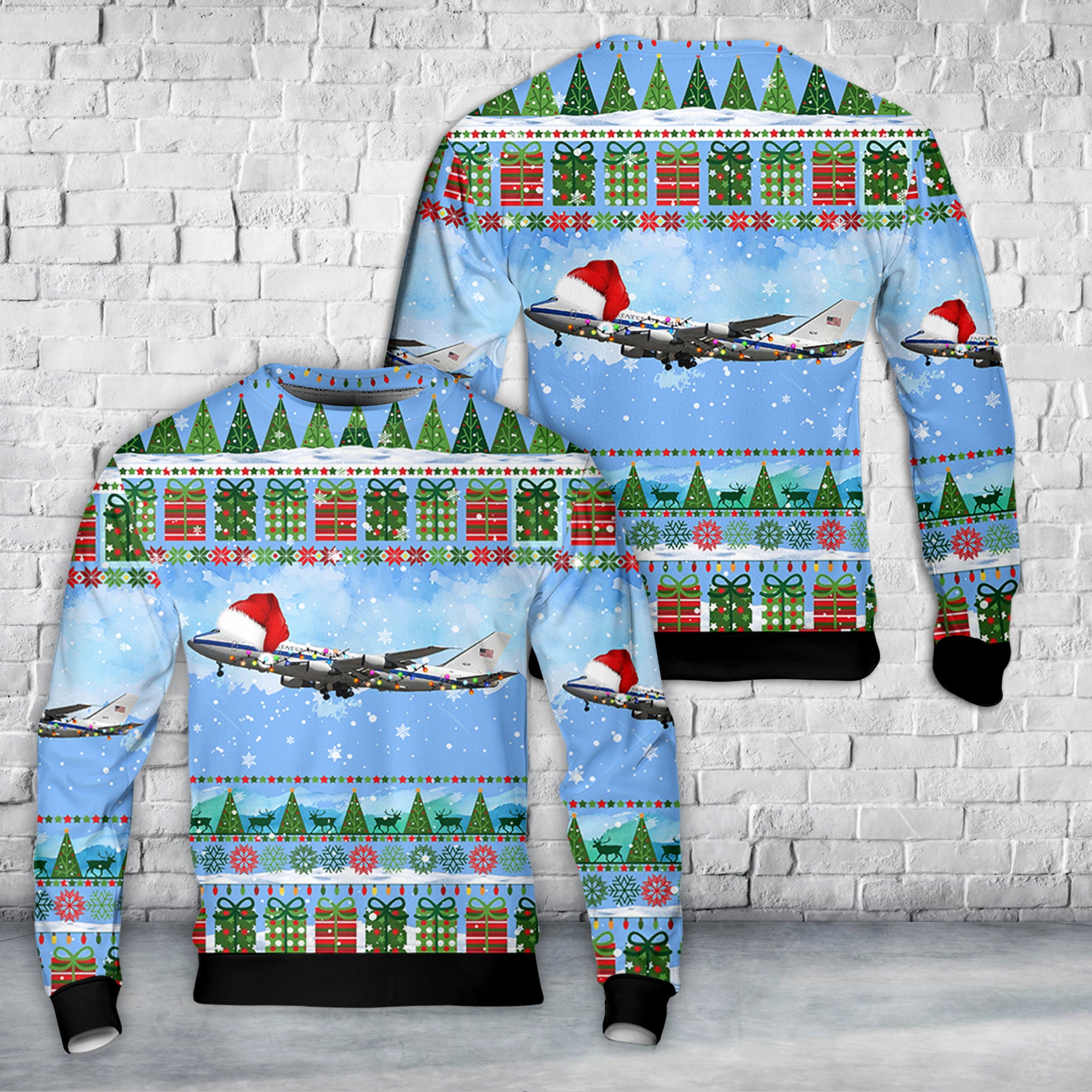 US Air Force Boeing E-4B Nightwatch Christmas AOP Sweater – Merch Gears