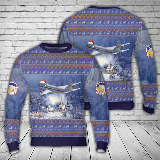 US Air Force Boeing E-4B Nightwatch of the 1st Airborne Command Control Squadron Christmas Sweater