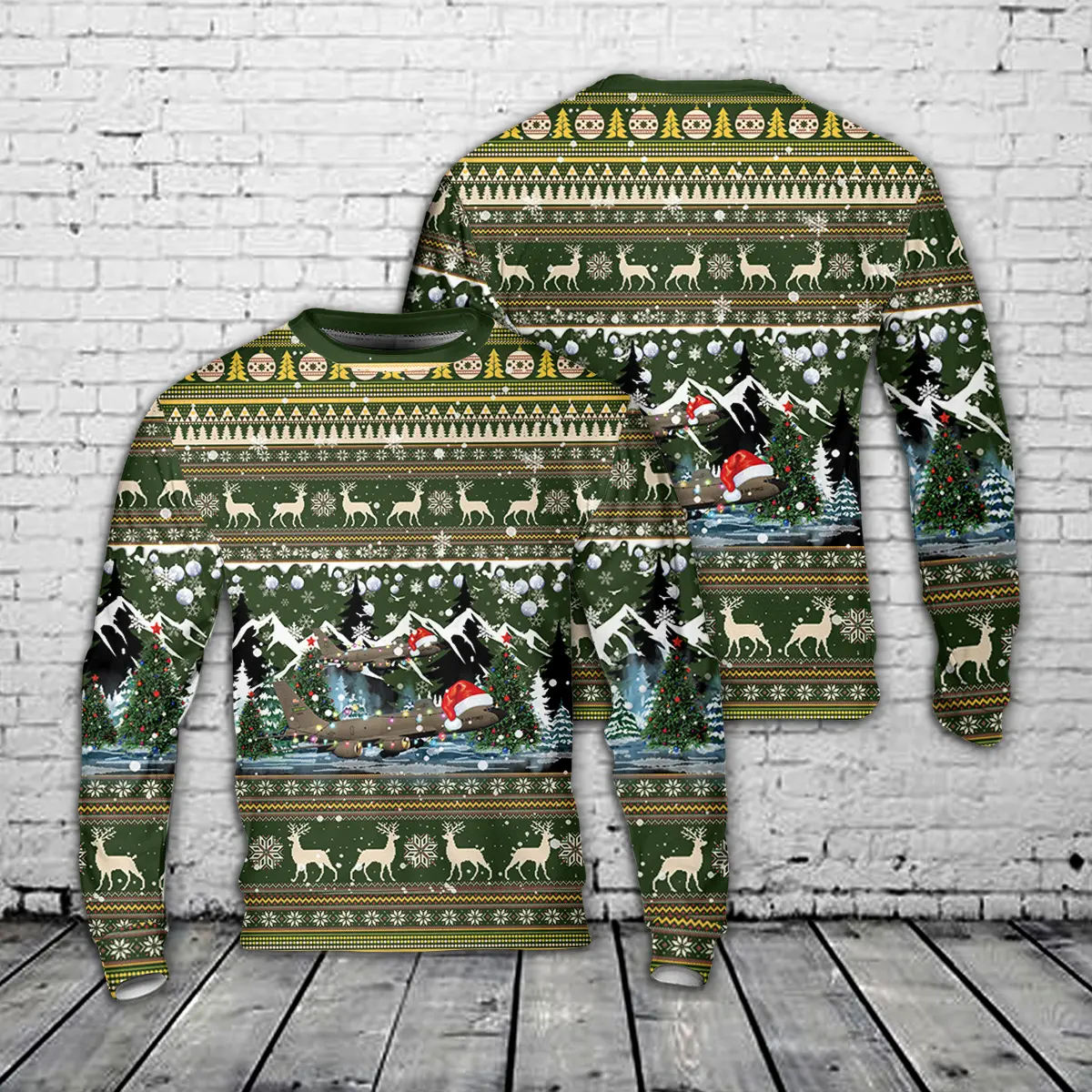 US Air Force Boeing KC-135R Stratotanker 77th Air Refueling Squadron, 916th Air Refueling Wing Christmas AOP Sweater