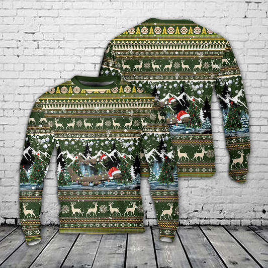 US Air Force Boeing KC-135R Stratotanker 77th Air Refueling Squadron, 916th Air Refueling Wing Christmas AOP Sweater