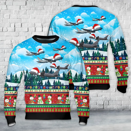 US Air Force Boeing KC-46 Pegasus AOP Christmas Sweater
