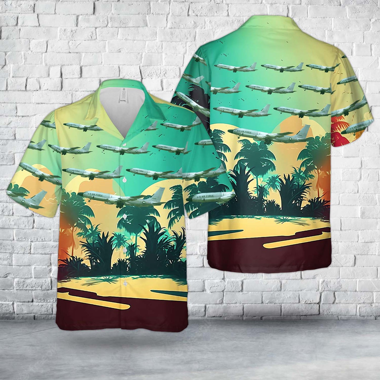 US Air Force Boeing RC-135D Office Boy / Rivet Brass Hawaiian Shirt