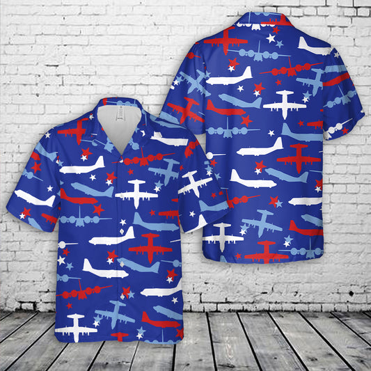 US Air Force C-130 Hercules, 4th of July Seamless Hawaiian Shirt