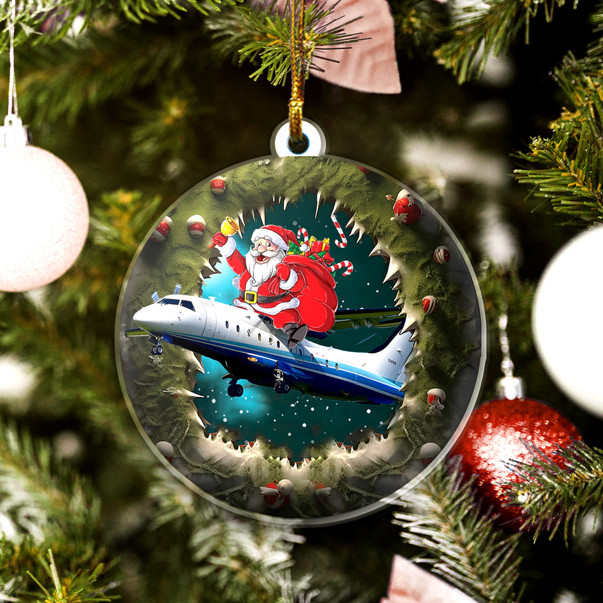 US Air Force C-146A Wolfhound Christmas Ceramic Ornament
