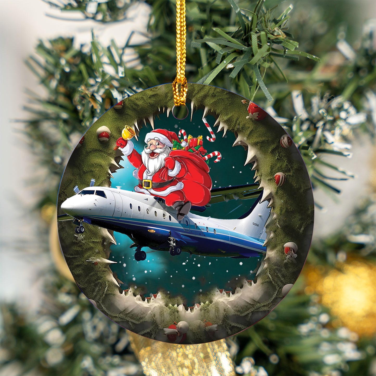 US Air Force C-146A Wolfhound Christmas Ceramic Ornament
