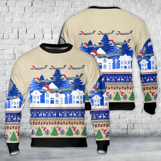US Air Force C-5M Super Galaxy 439th Airlift Wing, 337th Airlift Squadron, 87-0073 - Westover ARB, MA Christmas AOP Sweater