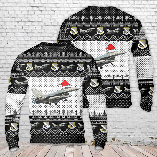 US Air Force Colorado Air National Guard F-16C from 120th Fighter Squadron, 140 Wing Christmas AOP Sweater