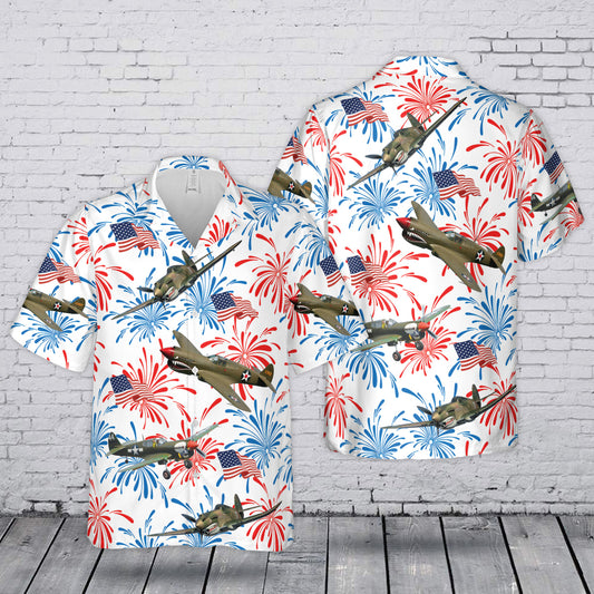 US Air Force Curtiss P-40 Warhawk 4th July 250th Anniversary 1776-2026 Hawaiian Shirt