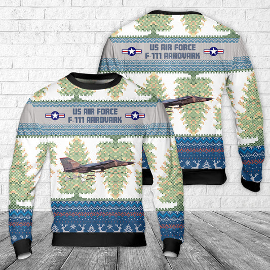 US Air Force F-111 Aardvark Christmas AOP Sweater