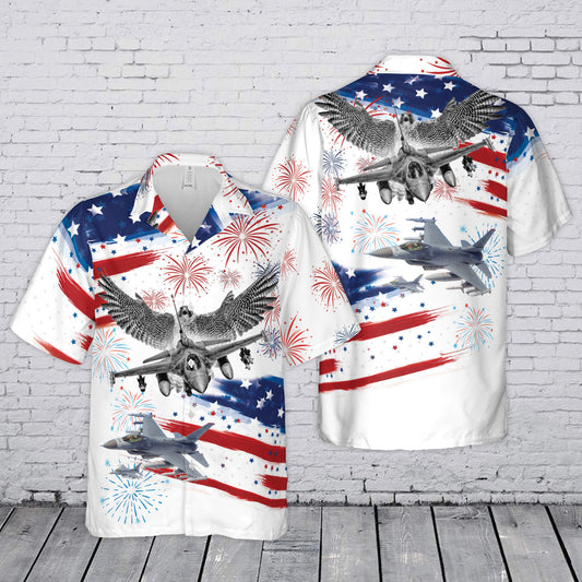 US Air Force F-16 Fighting Falcon 4th July 250th Anniversary 1776-2026 Hawaiian Shirt