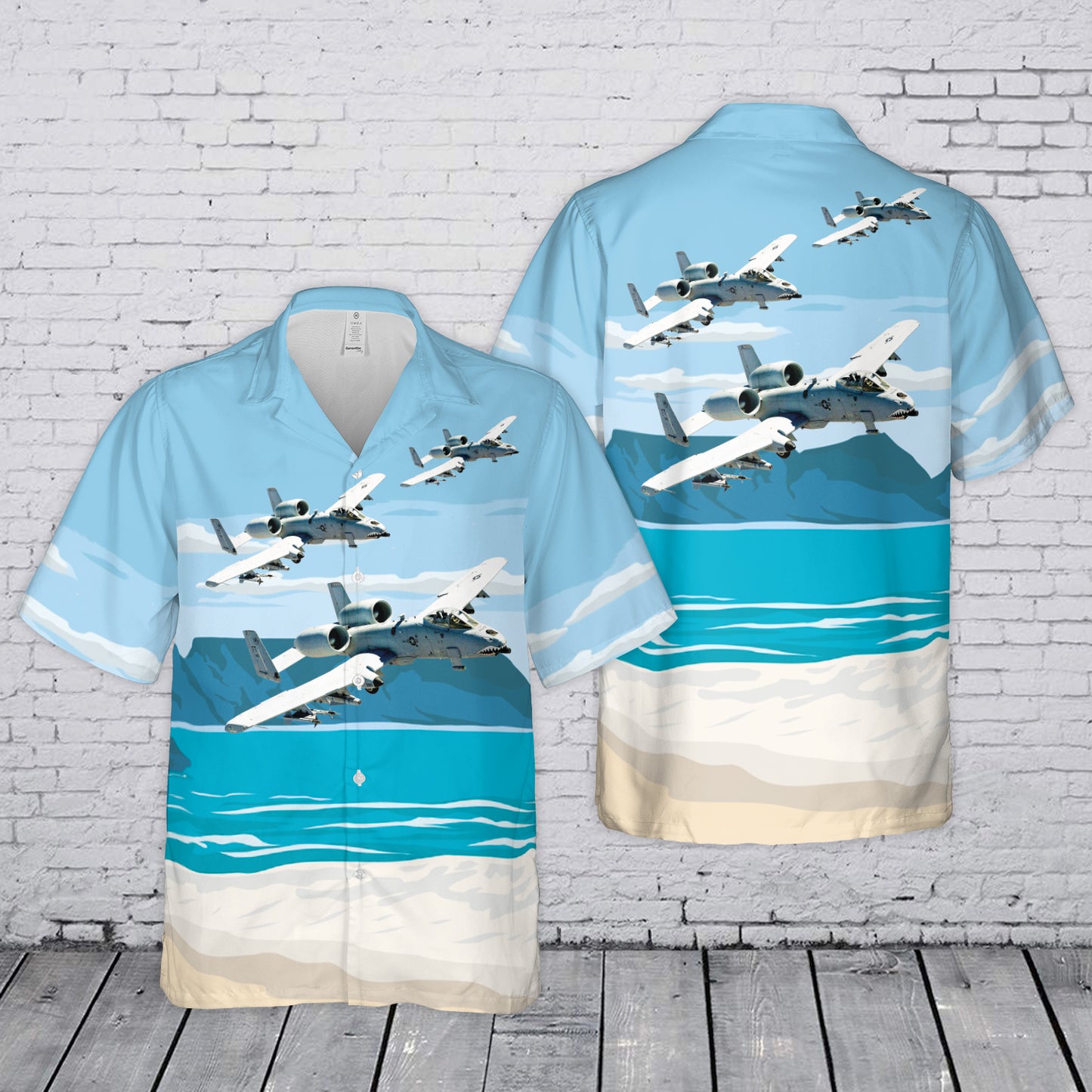 US Air Force Fairchild Republic A-10 "Warthog" Thunderbolt II Silhouette Hawaiian Shirt