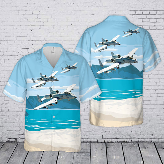 US Air Force Fairchild Republic A-10 "Warthog" Thunderbolt II Silhouette Hawaiian Shirt