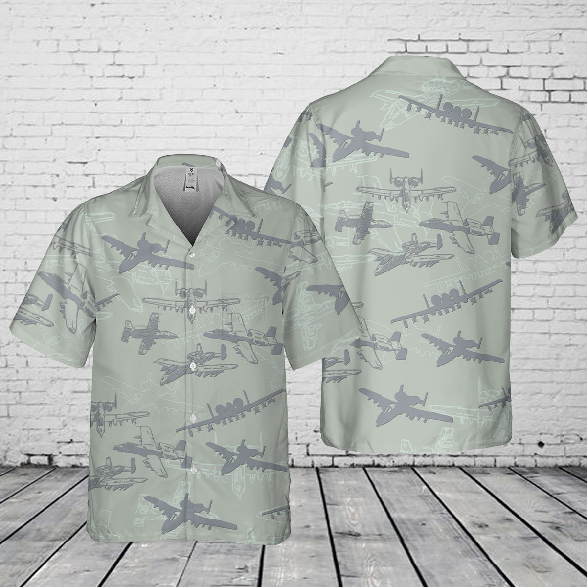 US Air Force Fairchild Republic A-10 "Warthog" Thunderbolt II Silhouette Pocket Hawaiian Shirt