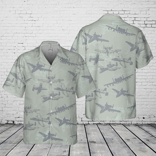 US Air Force Fairchild Republic A-10 "Warthog" Thunderbolt II Silhouette Pocket Hawaiian Shirt