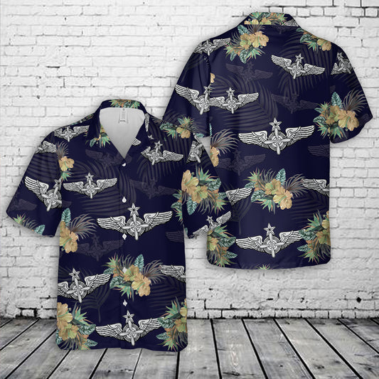 US Air Force Flight Engineer Wings - Senior - Badge Hawaiian Shirt