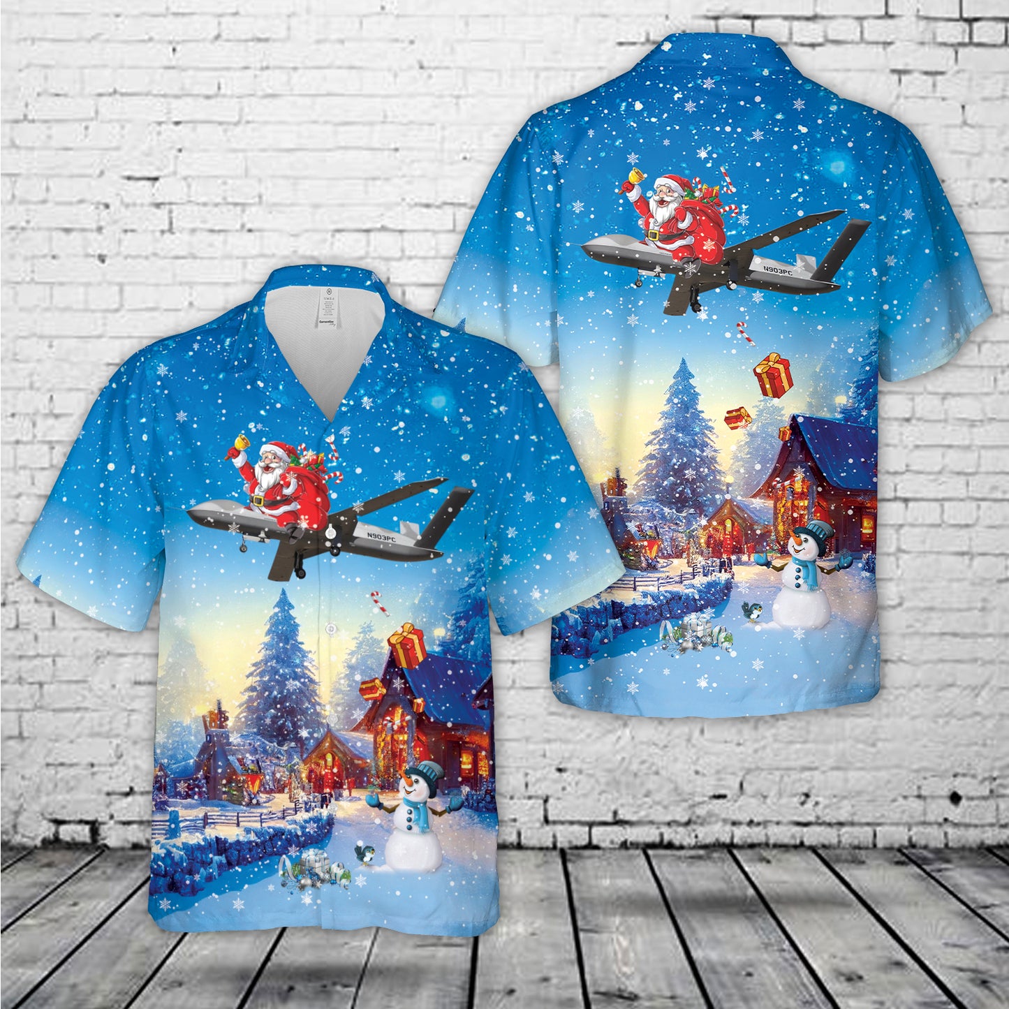 US Air Force General Atomics MQ-20 Avenger "Skyborg" Christmas Hawaiian Shirt