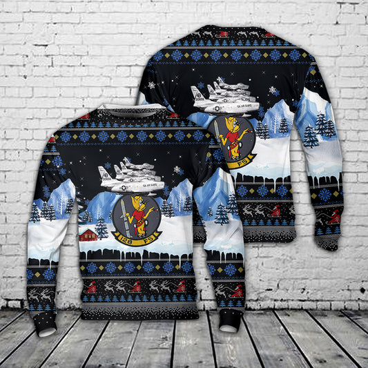 US Air Force Georgia Air National Guard F-86Ls of the 128th Fighter Squadron Christmas AOP Sweater