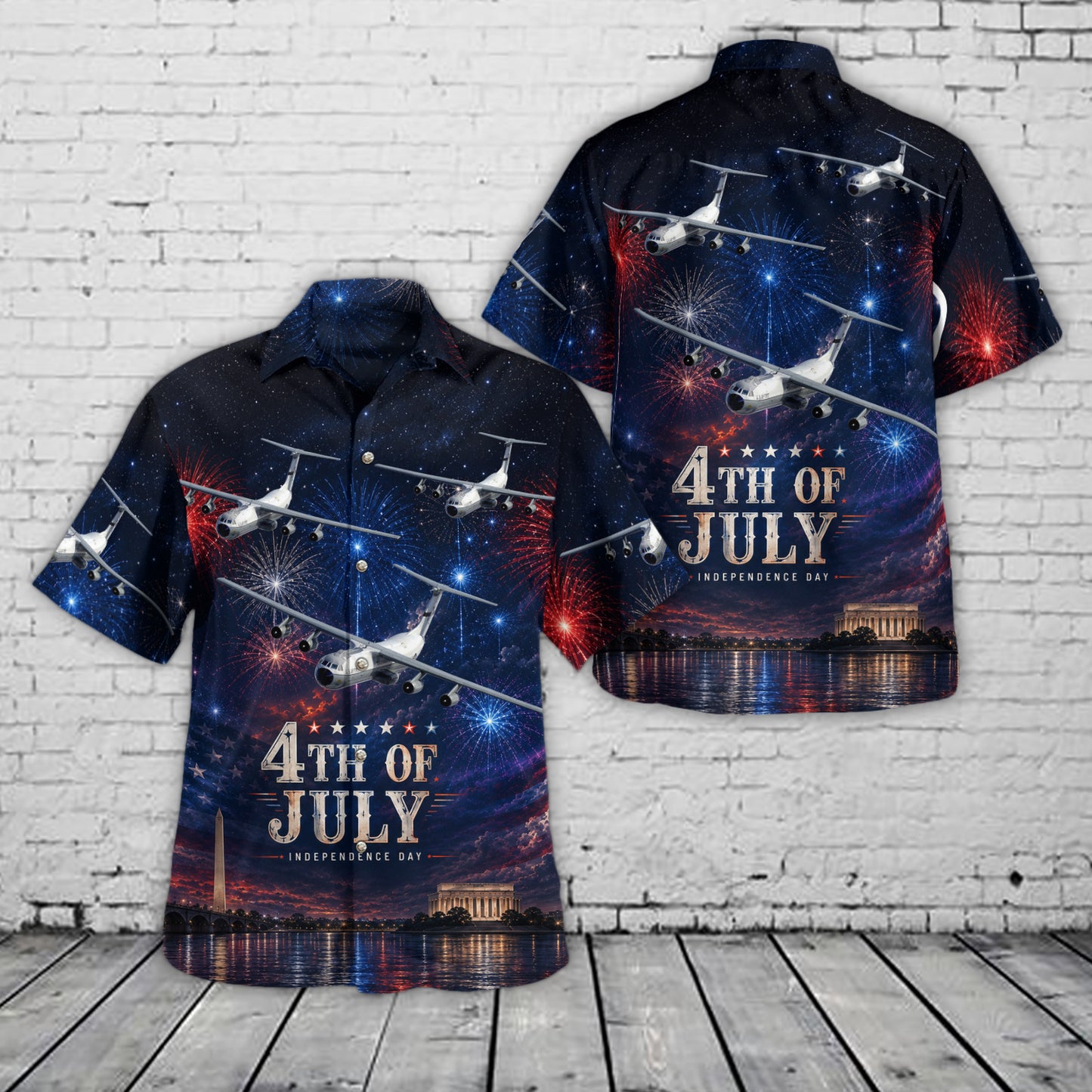 US Air Force Lockheed C-130 Hercules, 4th Of July Hawaiian Shirt