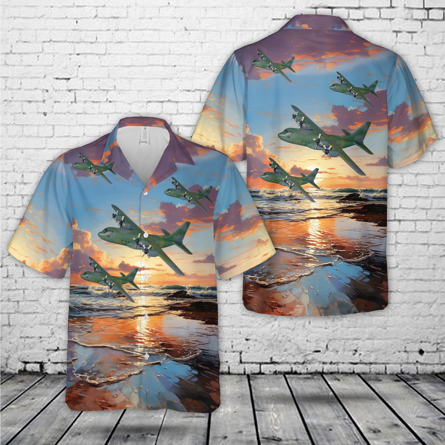 US Air Force Lockheed C-130 Hercules  Euro-Lizard camo scheme Hawaiian Shirt