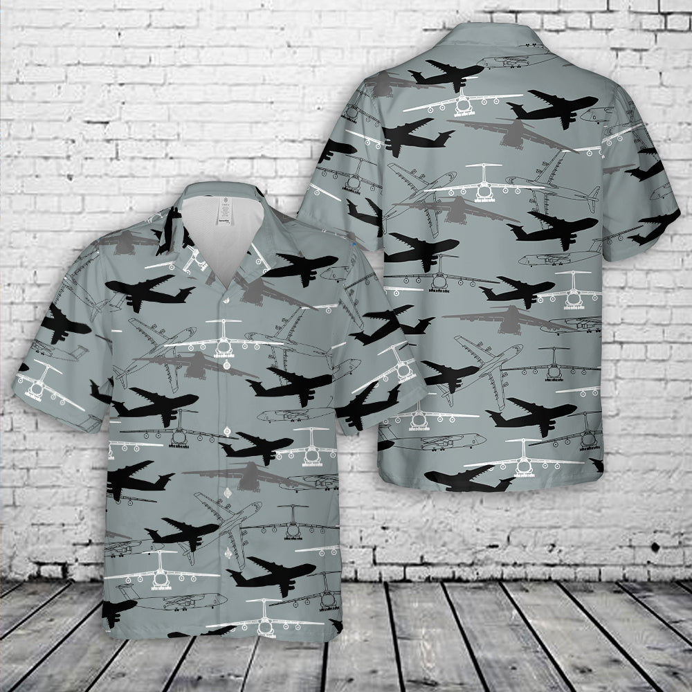US Air Force Lockheed C-5M Super Galaxy Silhouette Hawaiian Shirt