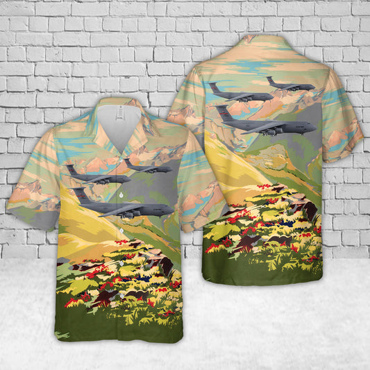US Air Force Lockheed C-5M Super Galaxy Transport Aircraft "439th AW 337th AS Westover ARB" Hawaiian Shirt