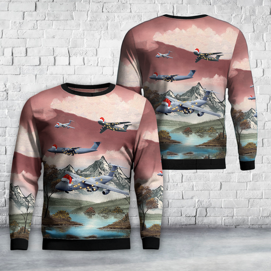 US Air Force Lockheed C-5 Galaxy Christmas AOP Sweater