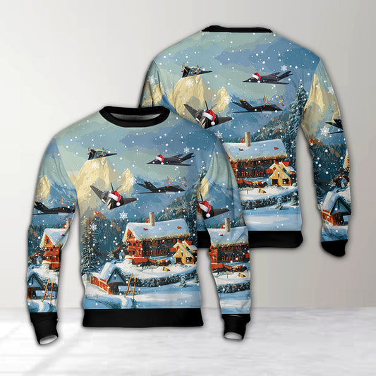 US Air Force Lockheed F-117 Nighthawk Christmas AOP Sweater