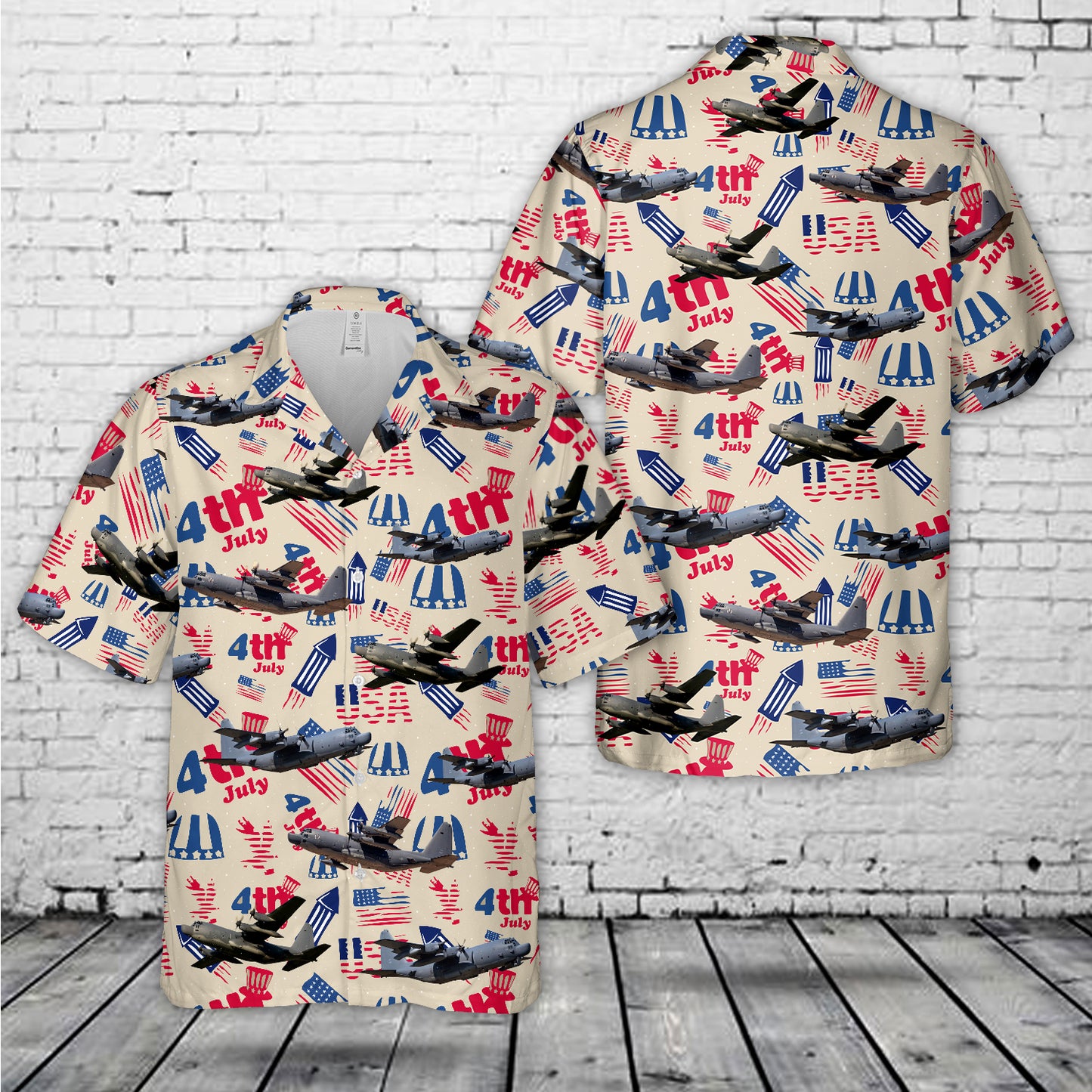 US Air Force Lockheed MC-130, 4th Of July Hawaiian Shirt