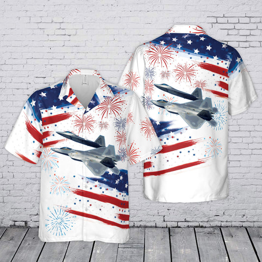 US Air Force Lockheed Martin F-22A Raptor 4th July 250th Anniversary 1776-2026 Hawaiian Shirt