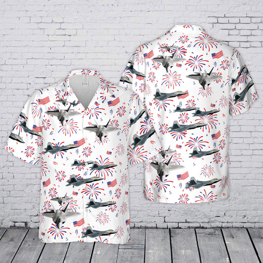 US Air Force Lockheed Martin F-22A Raptor 4th July 250th Anniversary 1776-2026 Hawaiian Shirt
