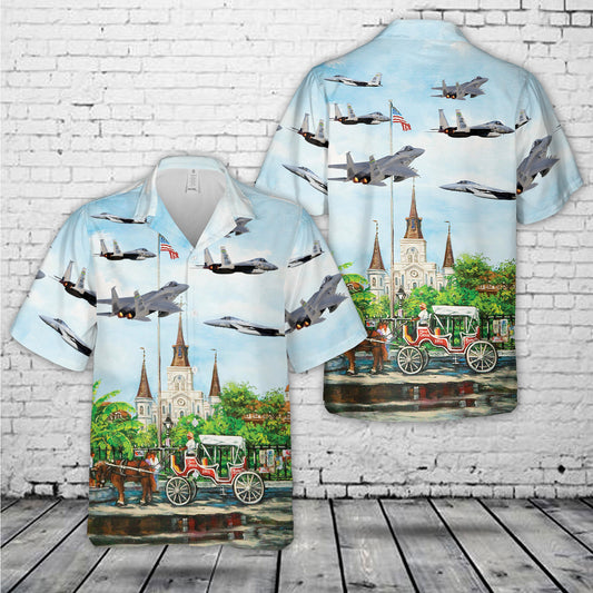 US Air Force Louisiana Air National Guard F-15 Eagle Hawaiian Shirt